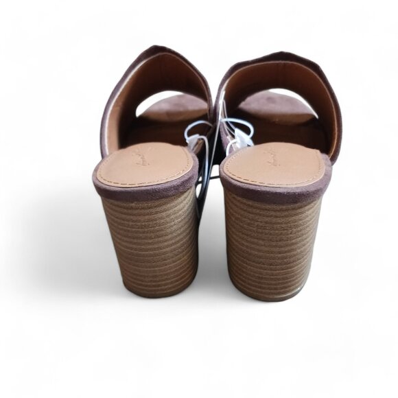 Universal Thread Women Norelle Brown Microsuede Stacked Heel Mules Sandal Size 7 - Picture 8 of 13